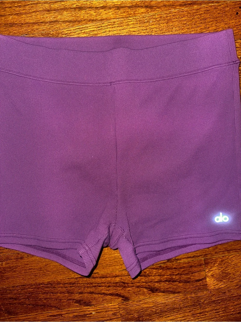 ALO Yoga Ribbed High-Waist Deep Plum Shorts Large